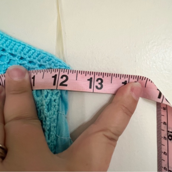 Hula Moon By Jams World Teal Summer Halter Dress Crochet Top Juniors Size Large - Picture 3 of 8